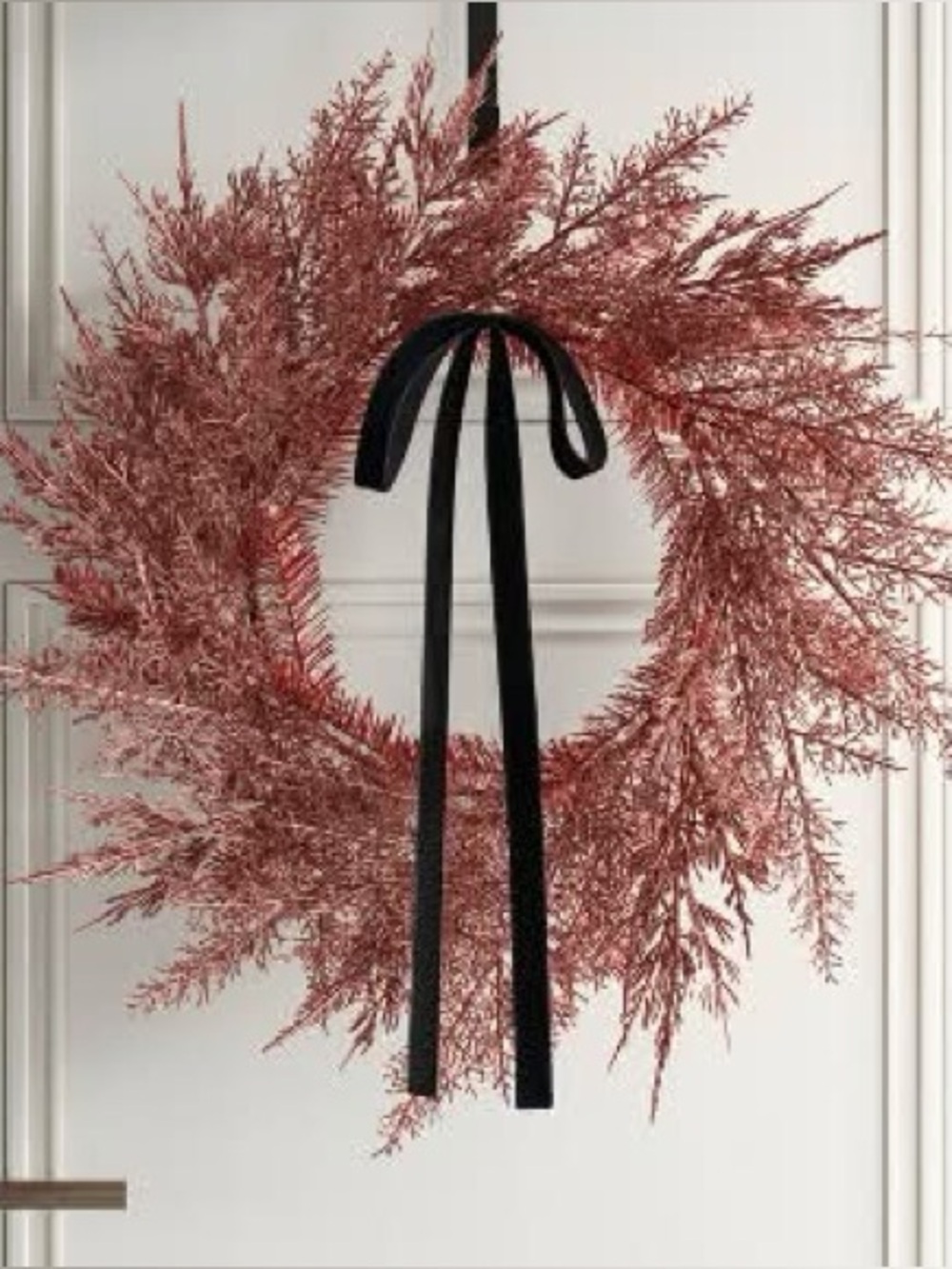 WONDERSHOP NWT pink glitter Christmas wreath with velvet bow -22”